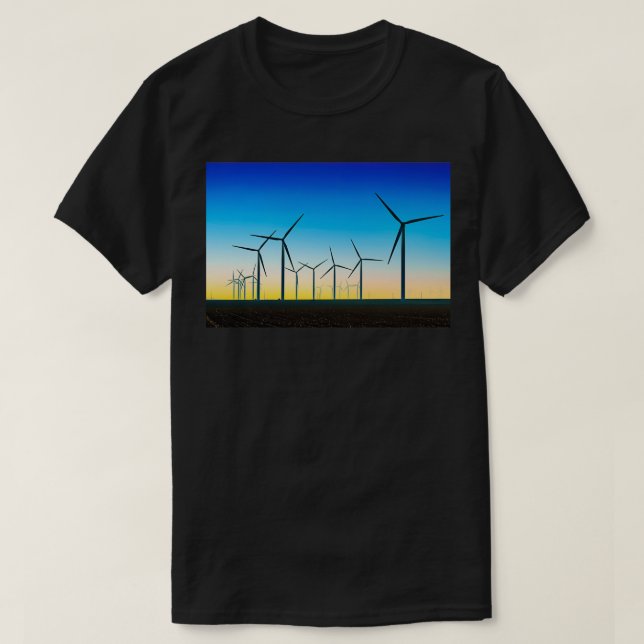 Windturbinen Field Blue Sunset T-Shirt (Design vorne)