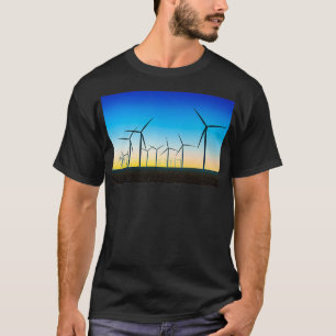 Windturbinen Field Blue Sunset T-Shirt