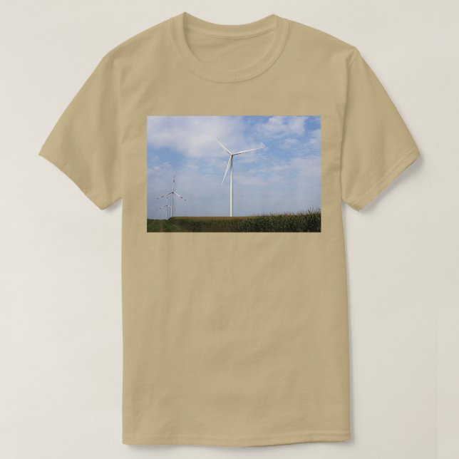 Windturbinen für die umweltfreundliche Energiewirt T-Shirt (Design vorne)