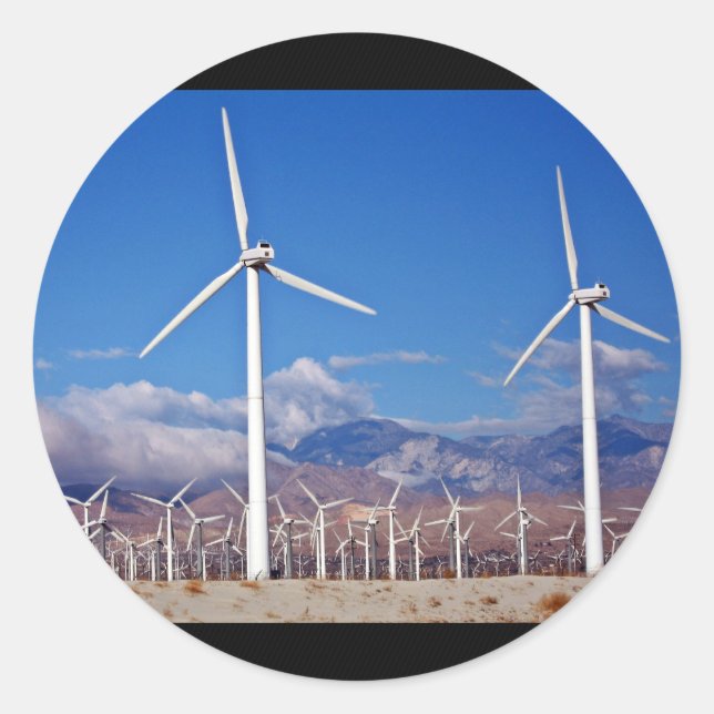 Windturbinen Runder Aufkleber (Vorderseite)