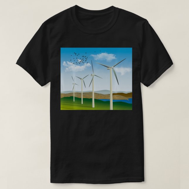 Windturbinen Windenergie Erneuerbare Energie Strom T-Shirt (Design vorne)