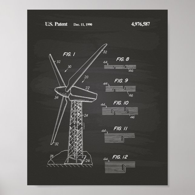 Windturbinenrotor 1990 Patentenkabine Poster (Vorne)