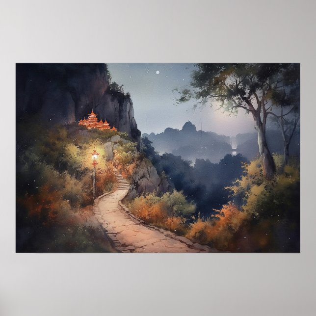 Windweg zu einem geheimen Berghütte Poster (Vorne)