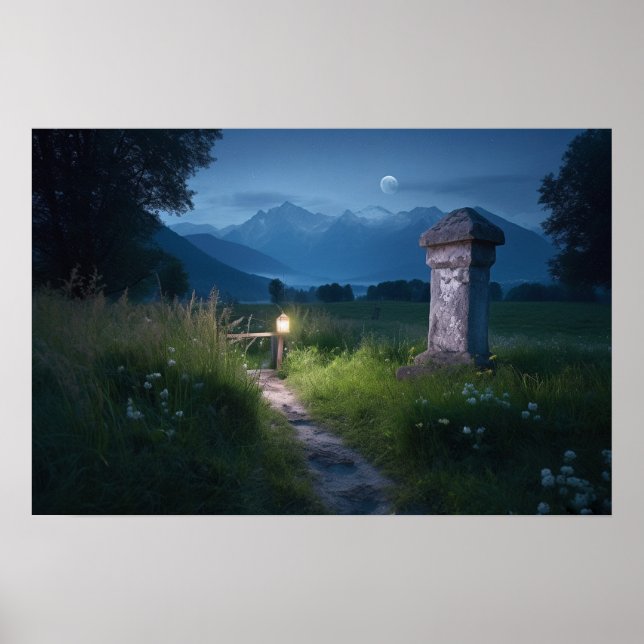 Windweg zur Liegenlinie in der Nähe des Sees Poster (Vorne)