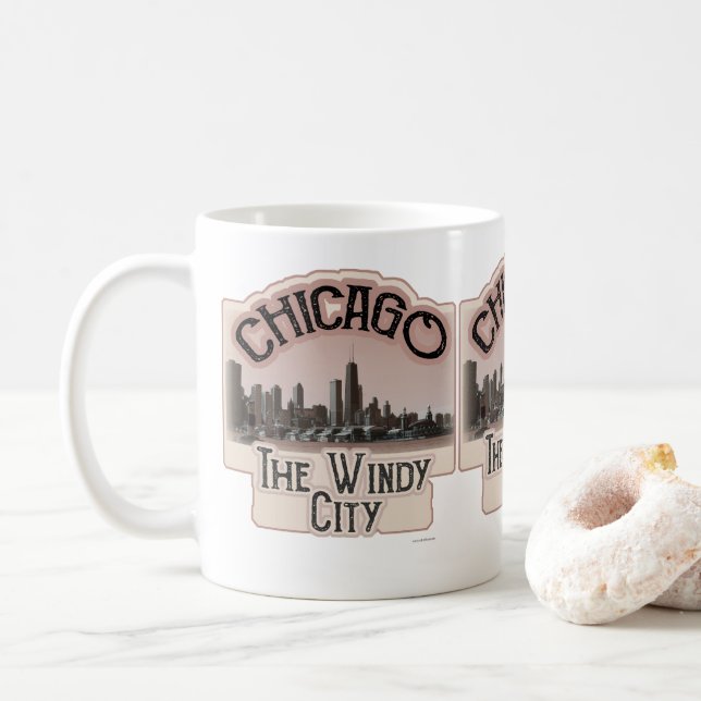Windy City in Chicago Slogan Kaffeetasse (Mit Donut)