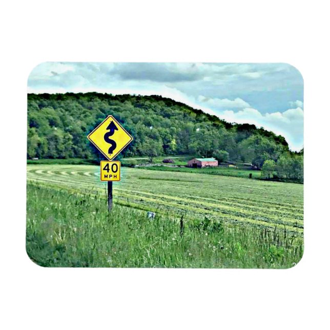 Windy Curvy Road Sign Country Landschaftsmagnet Magnet (Horizontal)