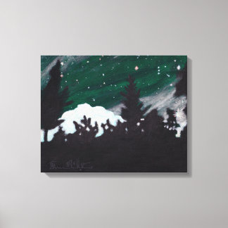 Windy Evergreen Night: Canvas Print Standard Size Leinwanddruck