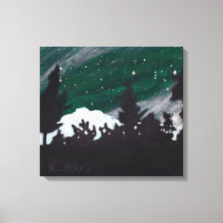 Windy Evergreen Night: Canvas Print unbeschnitten Leinwanddruck