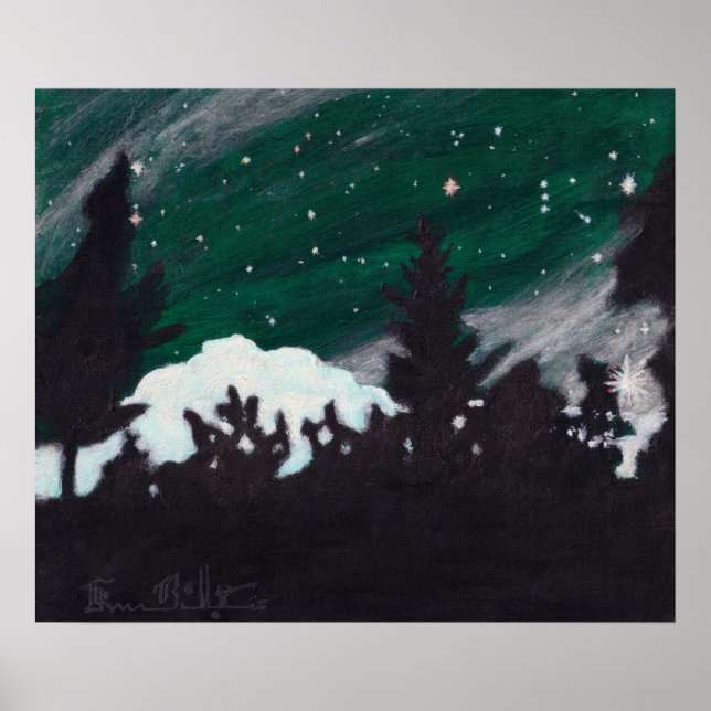Windy Evergreen Night: Print Poster (Vorne)