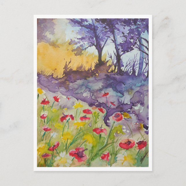 Windy Poppy Field Postkarte (Vorderseite)