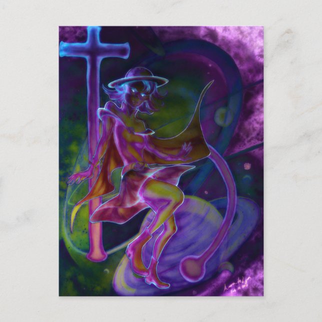 Windy Saturn Psychedelic Postkarte (Vorderseite)