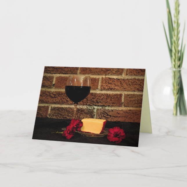 Wine and Cheese Birthday Karte (Vorderseite)