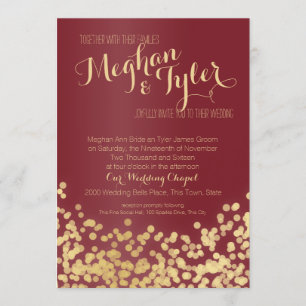 Wine and Gold Sparkle Wedding Einladung