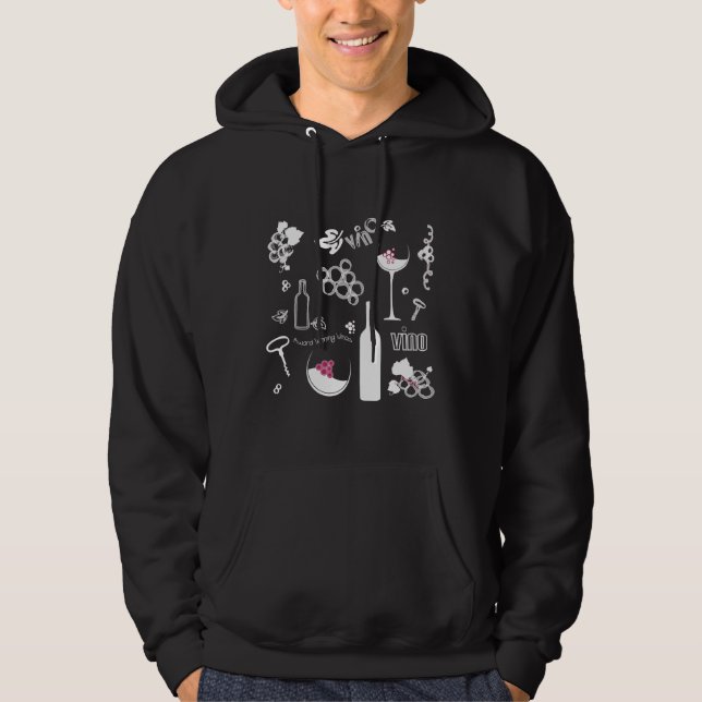 Wine Background Pattern Dunkel Hoodie (Vorderseite)