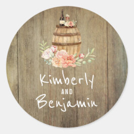 Wine Barrel Rustic Country Wedding Runder Aufkleber