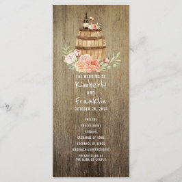 Wine Barrel Rustic Floral Hochzeitsprogramme Programm