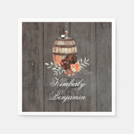Wine Barrel Rustic Floral Wood Wedding Serviette