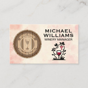 Wine Barrel   Weinglas und Weintrauben   Weinkelle Visitenkarte