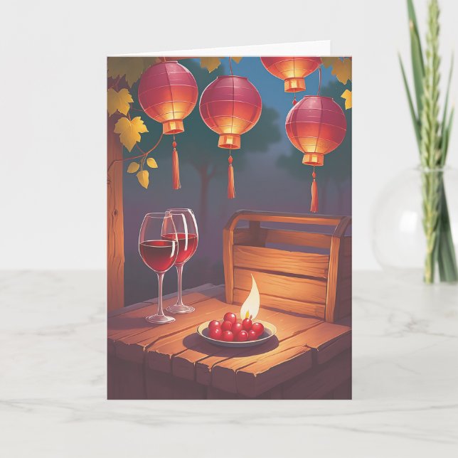 Wine Birthday Wishes Karte (Vorderseite)