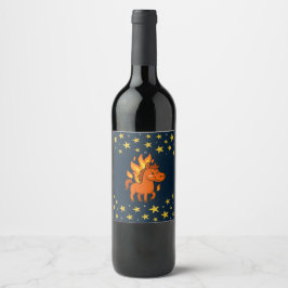 Wine Bottle Label with a red horses Weinetikett