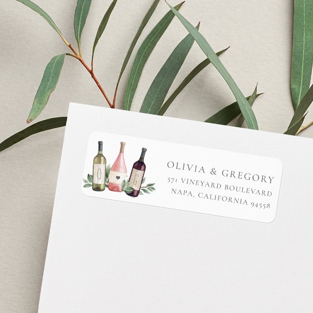 Wine Bottle Trio Botanical Return Address (Von Creator hochgeladen)