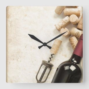 Wine Bottle Wall Clock Quadratische Wanduhr