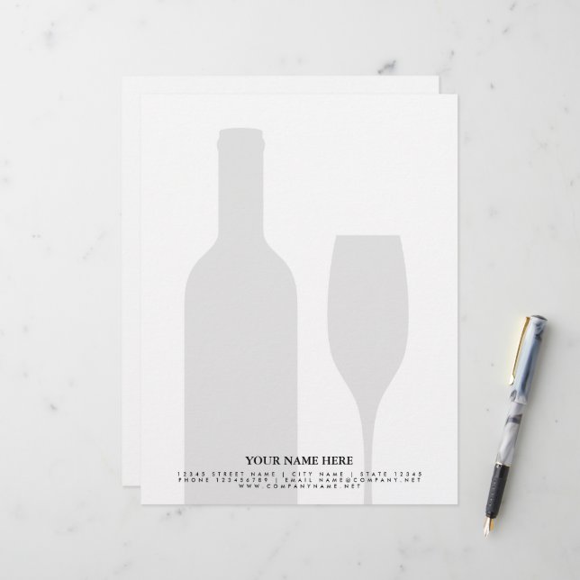 Wine bottle winery vineyard letterhead template briefbogen (Vorderseite/Rückseite Beispiel)
