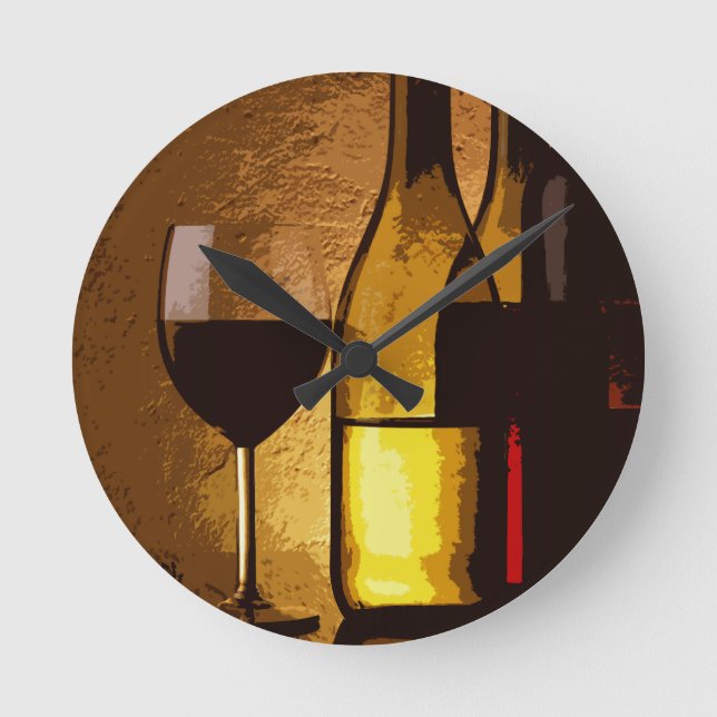 Wine Bottles Clock Runde Wanduhr (Vorderseite)