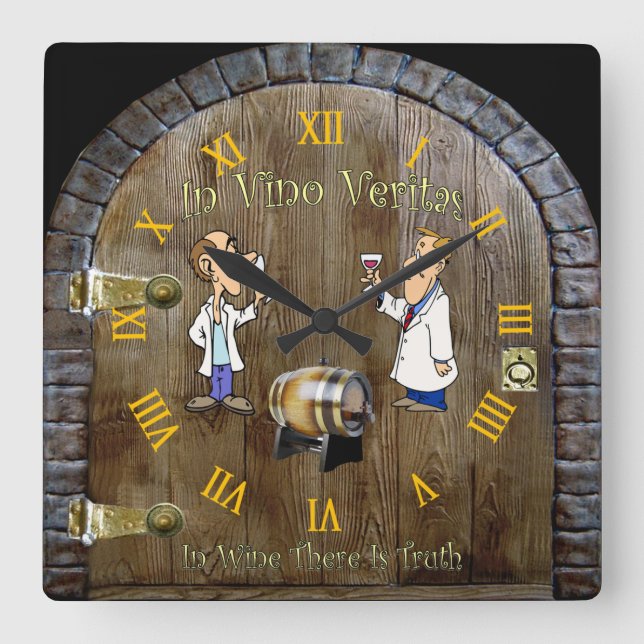 Wine Cellar Clock Man Cave Quadratische Wanduhr (Vorderseite)