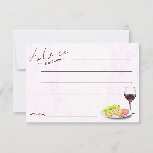 Wine & Charcuterie Bridal Shower Advice Card (Vorderseite)