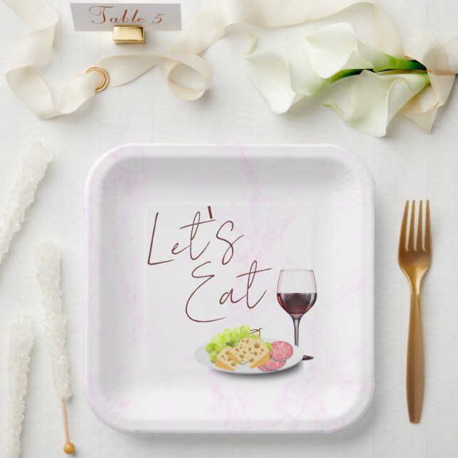 Wine & Charcuterie Engagement Party Pappteller (Hochzeit)