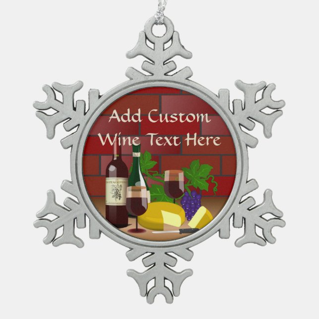 Wine Cheese Kitchen Scene Schneeflocken Zinn-Ornament (Vorderseite)