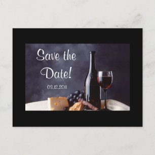Wine_Cheese Save the Date! Ankündigungspostkarte