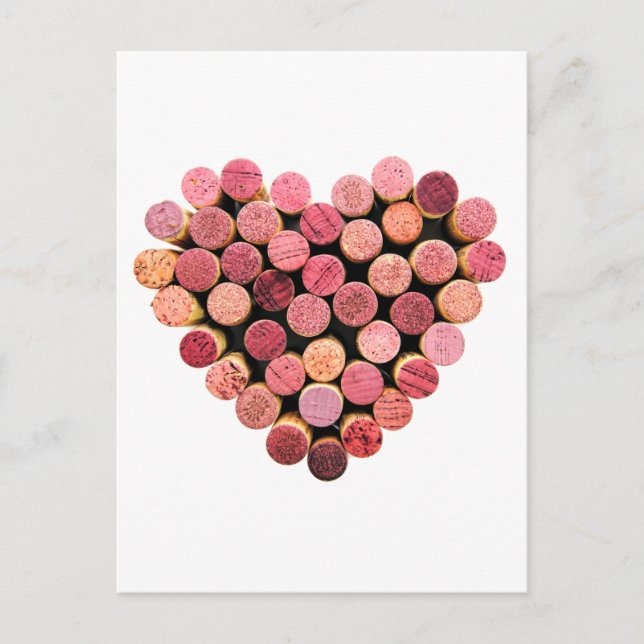 Wine Cork Heart Postcard Postkarte (Vorderseite)