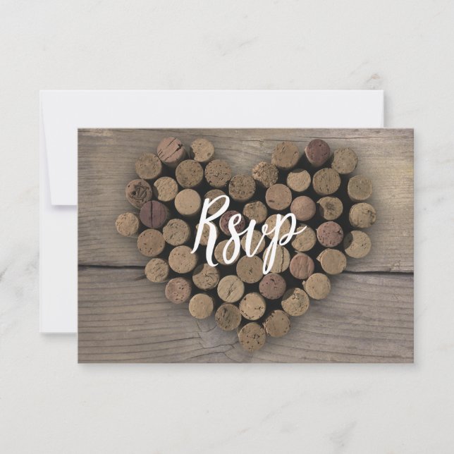 Wine Cork Heart RSVP Card (Vorderseite)