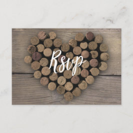 Wine Cork Heart RSVP Card Karte