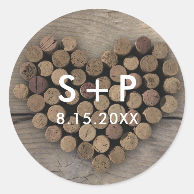 Wine Cork Heart Sticker (Vorderseite)