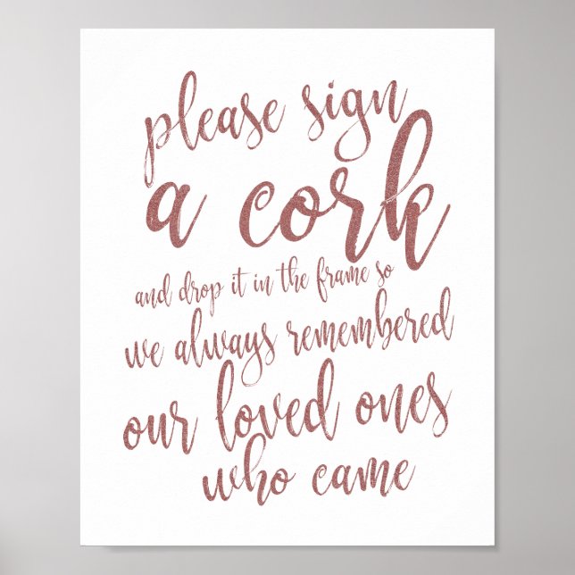 Wine Cork Wedding Gästebuch Rose Gold 8x10 Zeichen (Vorne)