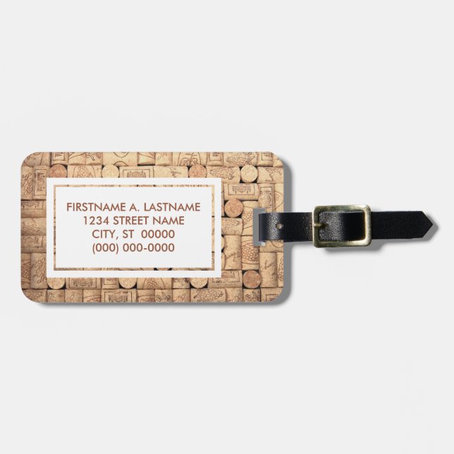 Wine Corks Gepäckmarke Gepäckanhänger (Vorderseite horizontal)