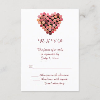 Wine Corks Heart Wedding RSVP Karte