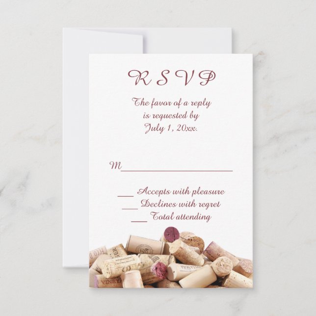 Wine Corks Wedding RSVP (Vorderseite)