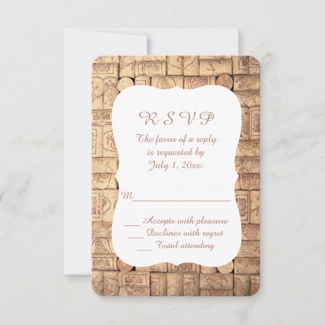 Wine Corks Wedding RSVP Karte (Vorderseite)
