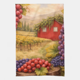 Wine Country Harvest Grapes Tea Towel – Vineyard Geschirrtuch