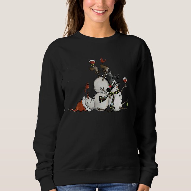 Wine  Cute Snowman I'm Dreaming Of A Wine Christma Sweatshirt (Vorderseite)