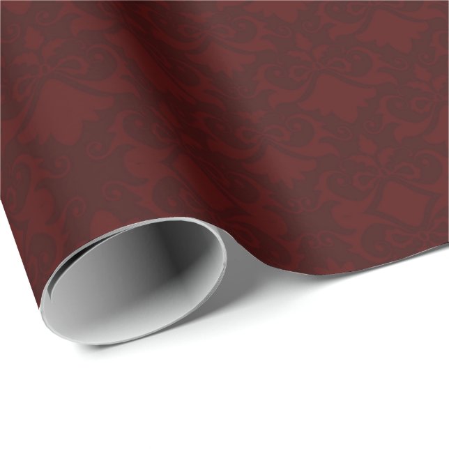 Wine Damask Bows Geschenkpapier (Rolleneckpunkt)