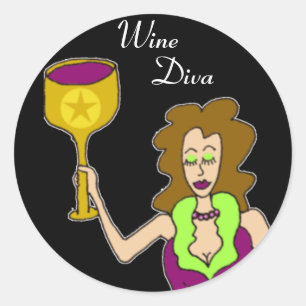 Wine Diva Dark Runder Aufkleber