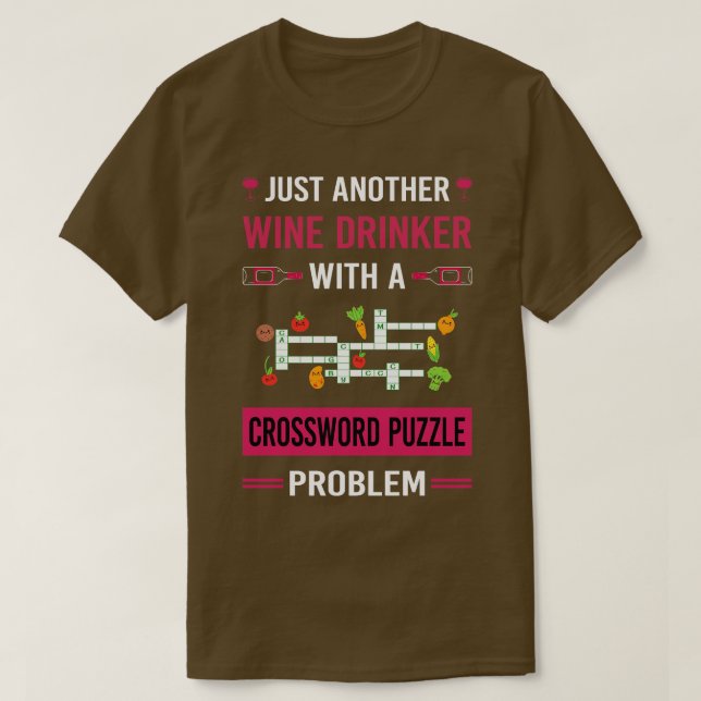 Wine Drinker Crossword Puzzles T-Shirt (Design vorne)