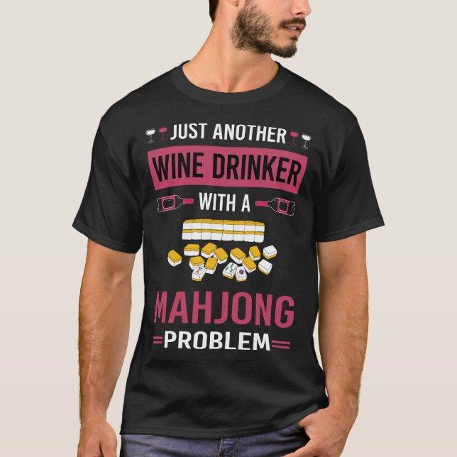 Wine Drinker Mahjong Majong Mah Jong Mah Jongg T-Shirt (Vorderseite)