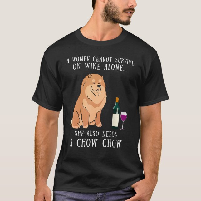 Wine Drinking And Chow Chow Dog  Women Girl T-Shirt (Vorderseite)