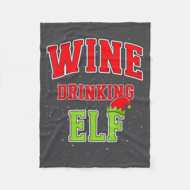 Wine Drinking Elf Christmas Family Matching Group  Fleecedecke (Vorderseite)